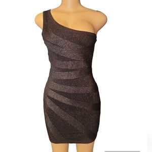 Party Cocktail Black One Strap Shimmery dress